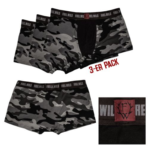 Frei.Wild - B&W Camo Man, (3er-Pack) Shorts
